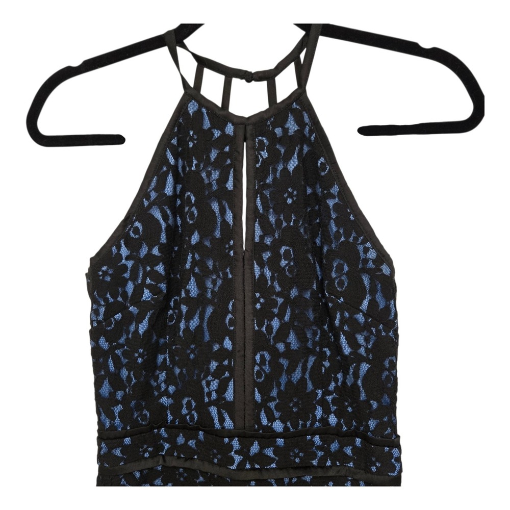 NWT Katia Black Floral Lace Halter Mini Dress S Strappy Back‎ Goth Coquette Prom